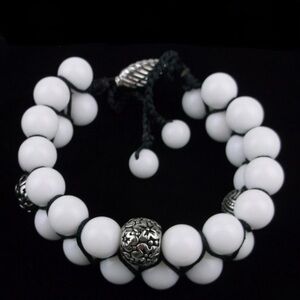 New Healing White Jade Temple Bracelet 6-10" Adjustable